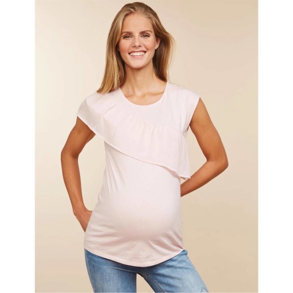 MOTHERHOOD Maternity Pink Ruffle Top Sleeveless size Small